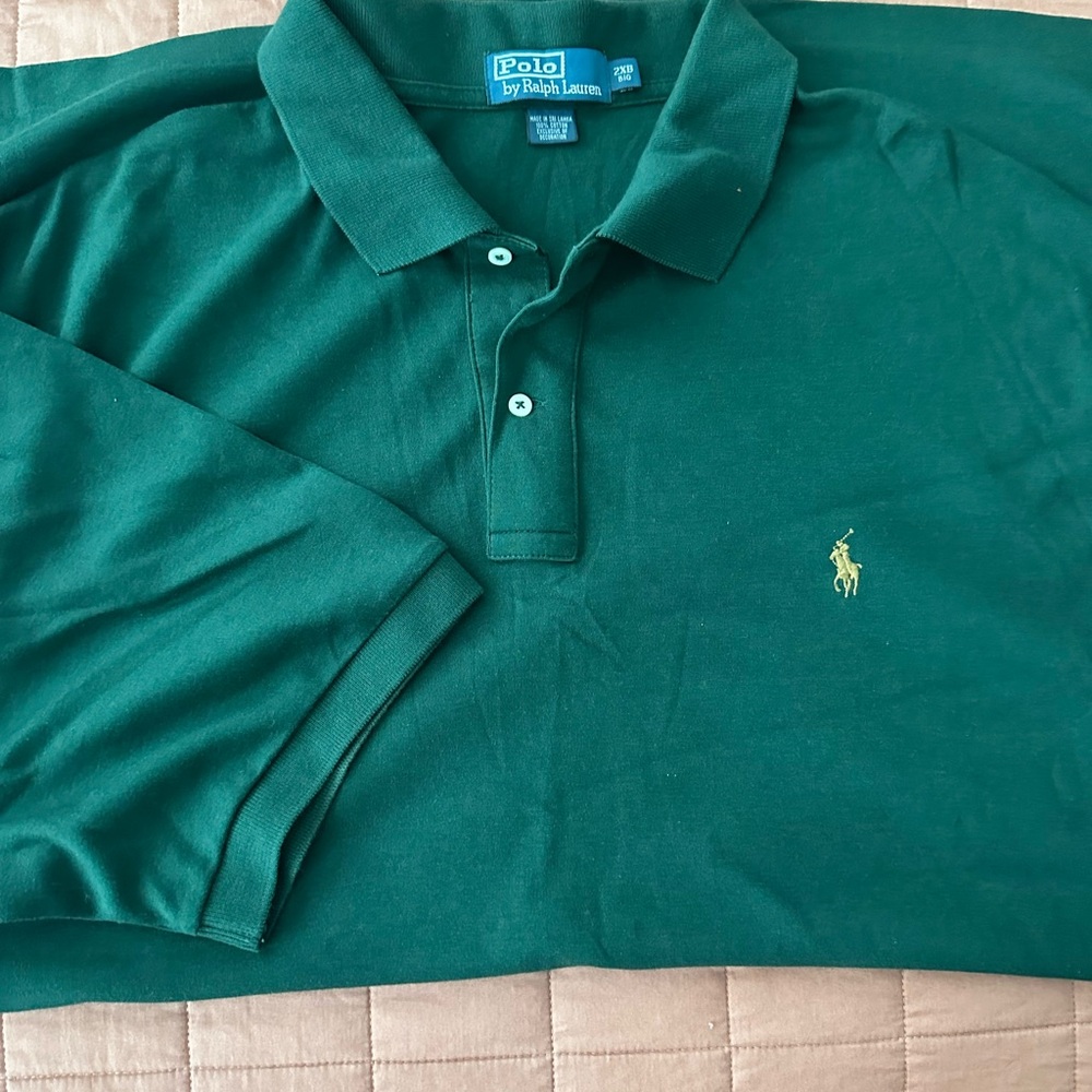 Ralph Lauren Forest Green Polo with Gold Pony Embroidery